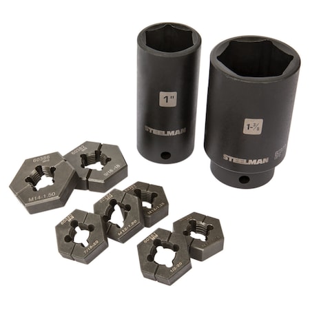 Steelman 9-Piece Split Die Wheel Stud Repair/Rethreading Kit 60375